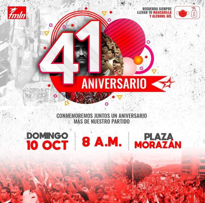 FMLN convoca a conmemorar juntos el 41 Aniversario de su fundación.